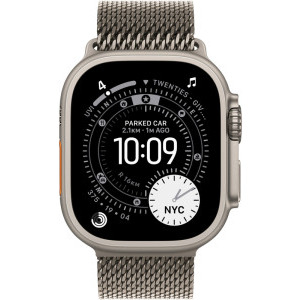 Apple Watch Ultra 3, Cellular, 49mm Carcasa Natural Titanium, Natural Titanium Milanese Loop - Large