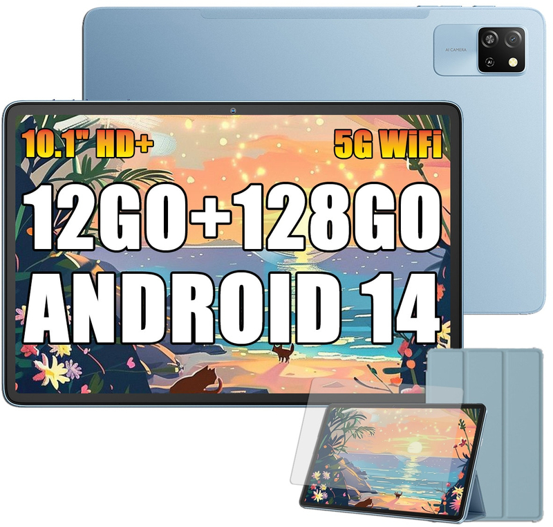 Tableta Blackview Tab 60 Pro, 10.1 inch Multi-touch, T606 Octa Core 1.6Ghz, 8GB RAM, 128GB flash, Wi-Fi, Bluetooth, GPS, LTE, Android 15, Sky Blue, SET