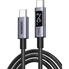 Cablu de date / adaptor Ugreen L530, USB-C Male la USB-C Male, 240 W, Display, 1 m, Black