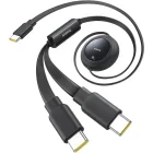 Cablu de date / adaptor Baseus Free2Pull, USB-C Male la 2x USB-C Male, 100 W, Retractabil, 1.2 m, Black
