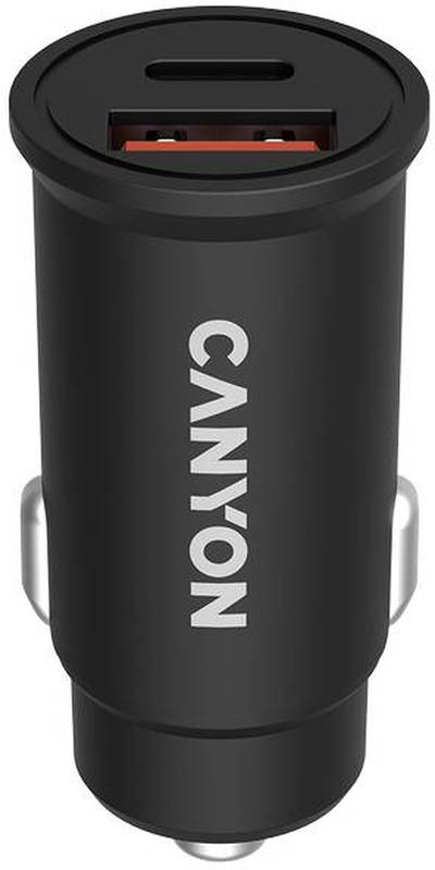 Incarcator auto Canyon CNS-CCA20B03, 1x USB, 1x USB-C, 30W, Black