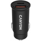 Incarcator auto Canyon CNS-CCA20B03, 1x USB, 1x USB-C, 30W, Black
