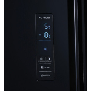 Heinner HSBS-H442NFBKE++, 442 L, No Frost, Display, Functie Smart, Congelare + Racire rapida, Clasa E, 177 cm, Negru