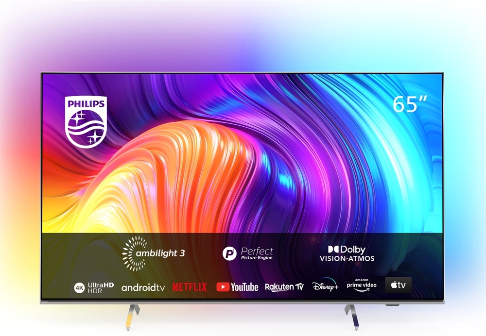 Televizor LED Philips The One Smart TV Android 65PUS8507/12 Seria PUS8507/12 164cm argintiu 4K UHD HDR Ambilight cu 3 laturi