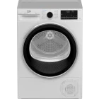 Uscator de rufe Beko B5T61233W EU, Pompa de caldura, 11 kg, Clasa D, ProSmart Inverter, EcoGentle, IronFinish, AquaWave, HomeWhiz, Iluminare interioara, Alb