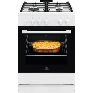 Electrolux LKG604014W, Gaz, 4 arzatoare, Sistem de siguranta, Aprindere integrata, Autocuratare catalitica, Timer, Grill, Rotisor, Clasa A, 60 cm, Alb