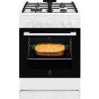 Aragaz Electrolux LKG604014W, Gaz, 4 arzatoare, Sistem de siguranta, Aprindere integrata, Autocuratare catalitica, Timer, Grill, Rotisor, Clasa A, 60 cm, Alb