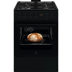 Aragaz Electrolux LKK664220K, Mixt, 4 arzatoare, Sistem de siguranta, Aprindere integrata, Autocuratare catalitica, Timer, Grill, AirFry, Clasa A, 60 cm, Negru