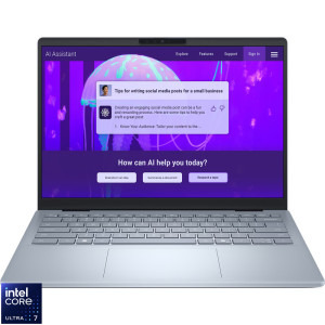 Laptop DELL 14 Plus DB14250, 2.5K, Procesor Intel® Core™ Ultra 7 256V (12M Cache, up to 4.80 GHz), 16GB LPDDR5X, 512GB SSD, Intel Arc 140V, Win 11 Pro, Ice Blue, 3Yr CIS