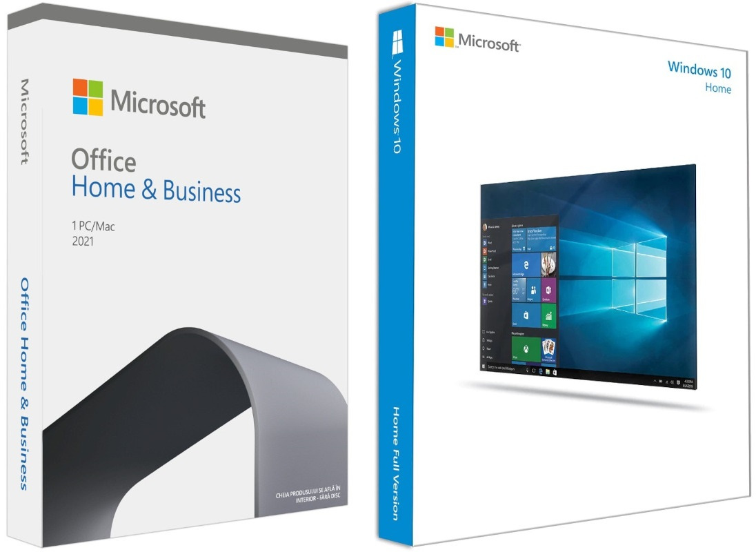 Aplicatie Microsoft Pachet Special Licente Retail: 1x Office Home and Business 2021 + 1x Windows 10 Home