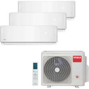 Aer conditionat VIVAX Multisplit R-Design White, 9000 BTU + 9000 BTU + 9000 BTU, Clasa A++/A+, Wi-Fi Ready, Inverter, Golden Fin, Ionizator