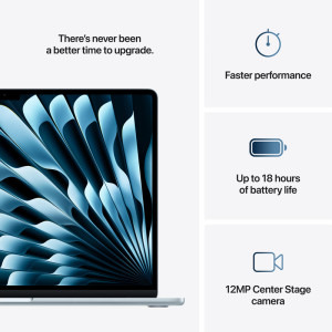 Apple 15.3'' MacBook Air 15 with Liquid Retina, Apple M4 chip (10-core CPU), 16GB, 256GB SSD, Apple M4 10-core GPU, macOS, Sky Blue, INT keyboard, 2025
