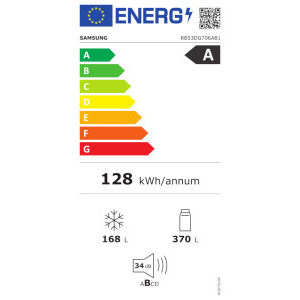 Samsung RB53DG706AB1EO, 538 L, Clasa A, No Frost, Digital Inverter, SpaceMax, Twin Cooling, Metal Cooling, Optimal Fresh+, SmartThings, Control electronic, 203 cm, Negru