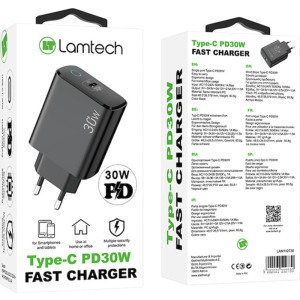 Lamtech LAM112730, 1x USB-C, Power Delivery 30W, Black