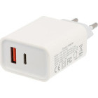 Incarcator retea Lamtech LAM022025, 1x USB, 1x USB-C, 18W, Quick Charge 3.0, Power Delivery, White