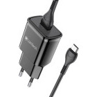 Incarcator retea Lamtech LAM021967, 1x USB, 18W, Quick Charge 3.0, Black + Cablu MicroUSB 1m