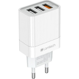 Incarcator retea Lamtech LAM021004, 3x USB, Quick Charge 3.0, White