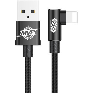Cablu de date / adaptor Baseus MVP, USB Male la Lightning Male, Angled, 1 m, Black