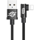 Cablu de date / adaptor Baseus MVP, USB Male la Lightning Male, Angled, 1 m, Black