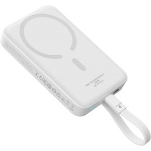 Baseus Magnetic Mini Wireless, 10000 mAh, 2x USB-C, 30 W, MagSafe, Cablu USB-C integrat, White