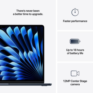 Apple 15.3'' MacBook Air 15 with Liquid Retina, Apple M4 chip (10-core CPU), 16GB, 256GB SSD, Apple M4 10-core GPU, macOS, Midnight, US keyboard, 2025