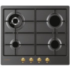 Plita incorporabila Candy CHW6BR4WGTGH, Gaz, 4 arzatoare, Aprindere electrica, Sistem de siguranta, 60 cm, Antracit