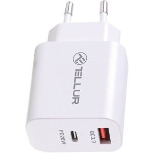 Tellur PDHC101 1x USB, 1x USB-C, alb, tehnologia Quick Charge 3.0