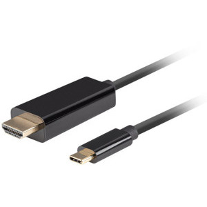 Cablu video Lanberg USB-C Male - HDMI Male, 1 m, Negru