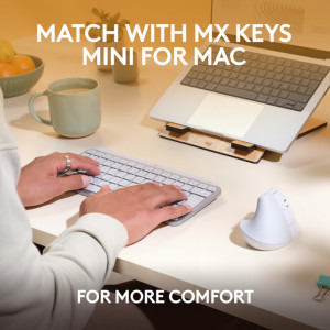 Logitech Lift for Mac, Vertical Ergonomic, Bluetooth, White