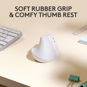Logitech Lift for Mac, Vertical Ergonomic, Bluetooth, White