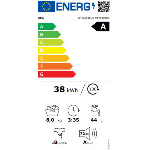 AEG LFR83846OE, 8 kg, 1400 RPM, Inverter, OkoMix, Clasa A, ProSense, ProSteam, Afisaj LED, Alb