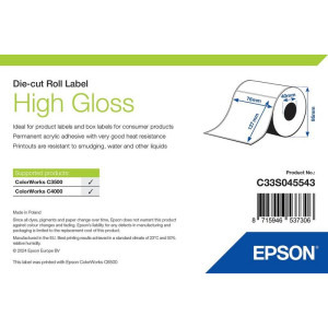 Consumabil Epson Rola etichete pretaiate lucioase C33S045543, 76 x 127 mm, 250 etichete