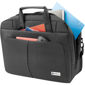 Natec Geanta laptop Gazelle, 15.6 inch, 3 compartimente, strat suplimentar de material, Negru