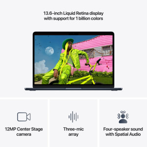 Apple 13.6'' MacBook Air 13 with Liquid Retina, Apple M5 chip (10-core CPU), 16GB, 512GB SSD, Apple M5 8-core GPU, macOS, Midnight, US keyboard, 2026