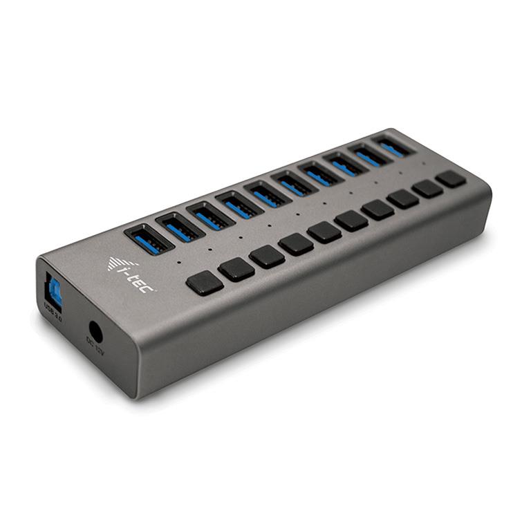 Hub USB iTec 10 porturi, USB 3.0 + adaptor de alimentare 48W
