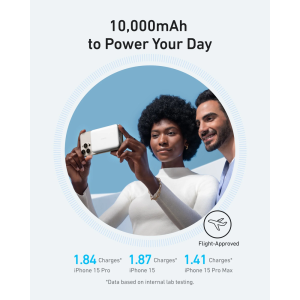 Anker MagGo 10000 mAh, 1x USB-C, 15W Wireless, White