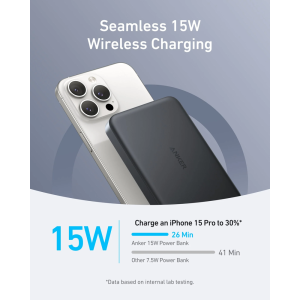 Anker MagGo 10000 mAh, 1x USB-C, 15W Wireless, Black