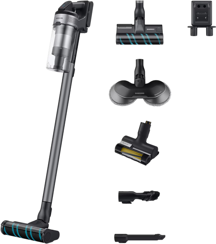 Samsung Jet 75 Premium VS20B75A9R5/GE, Aspirator vertical cu mop, 550W, 0.8L, Negru/Gri