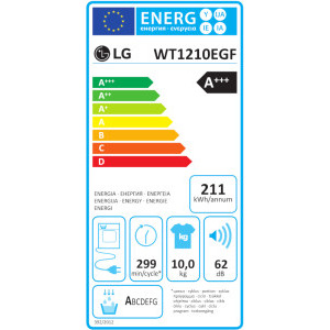 LG WashTower WT1210EGF, Spalare 12 kg, Uscare 10 kg, 1400 RPM, Clasa A, Dual Inverter Heat Pump, TurboWash360, Auto Sense AI DD, Smart Pairing, Allergy Care, ThinQ, Bej/Verde