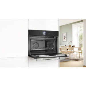 Bosch CSG7364B1, Electric, 47 L, Autocuratare hidrolitica, 4D HotAir, Perfect Steam, HotAir Gentle, Assist, EcoClean, Home Connect, Grill, Air Fry, Clasa A+, Negru