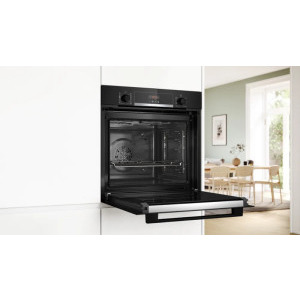 Bosch HQA574BB3, Electric, 71 L, Autocuratare pirolitica, AutoPilot 10, 3D Hotair, HotAir Steam, Grill, Abur, Clasa A+, Negru