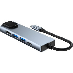 Tech-Protect 5-in-1 V3, 2x USB 3.0, 1x USB-C, 1x HDMI, 1x LAN, grey