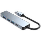 Tech-Protect 5-in-1 V0, 1x USB 3.0, 3x USB 2.0, 1x USB-C, grey