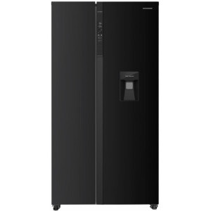 Frigider Side By Side Heinner HSBS-HM529NFBKWDE++, 529 L, Clasa E, Full No Frost, Inverter, Dozator apa, Display LED, Iluminare LED, 177 cm, Negru