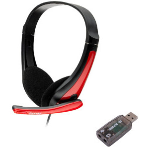 Casti Spacer On-Ear, SPK-507-USB Black/Red