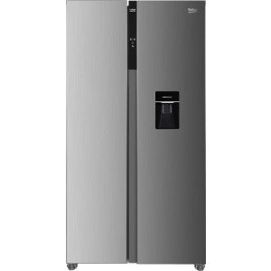 Frigider Side By Side Beko GNO5322WDXPN, 532 L, Clasa E, No Frost, ProSmart Inverter, Display Touch Control, Dozator apa, 177 cm, Inox