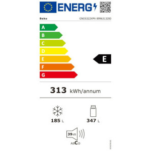 Beko GNO5322XPN, 532 L, Clasa E, NeoFrost Dual Cooling, ProSmart Inverter, Display Touch Control, 177 cm, Inox