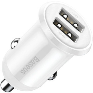 Incarcator auto Baseus Grain Pro CCALLP-02, 2x USB, 4.8A, White
