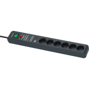 Brennenstuhl Secure-Tec, 6x Schuko, 3m, Antracit