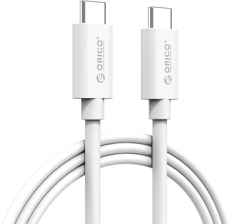 Cablu de date / adaptor Orico CTC100-10, USB-C la USB-C, 1 m, White, amperaj maxim suportat 5A